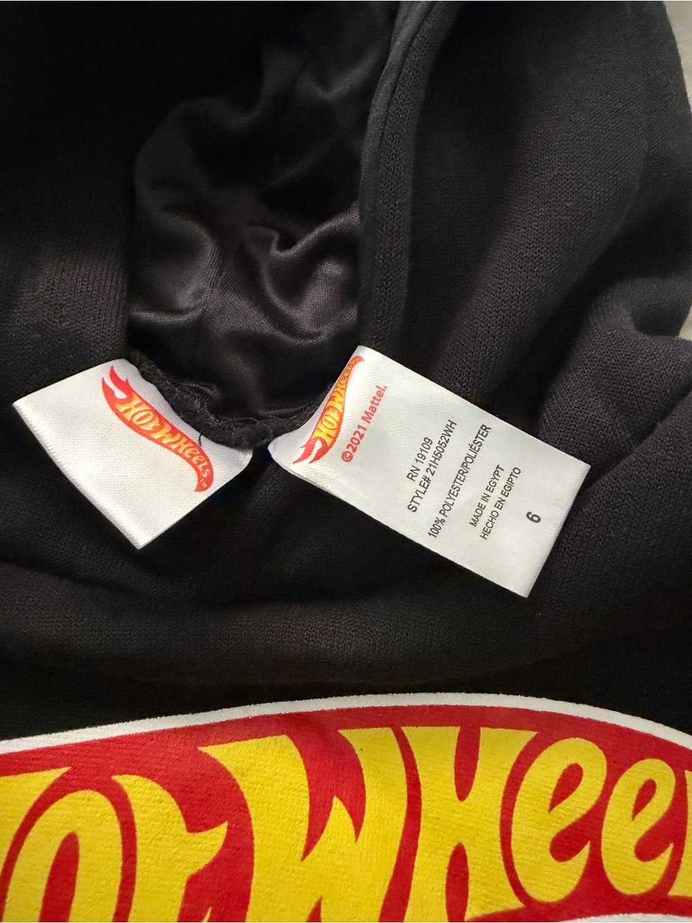 Hot Wheels Black Hoodie with Red and Yellow Logo | Mattel - Picture 4 of 5